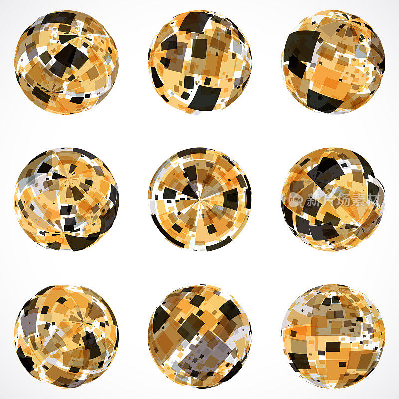 Half tone checked sphere pattern icon collection for design